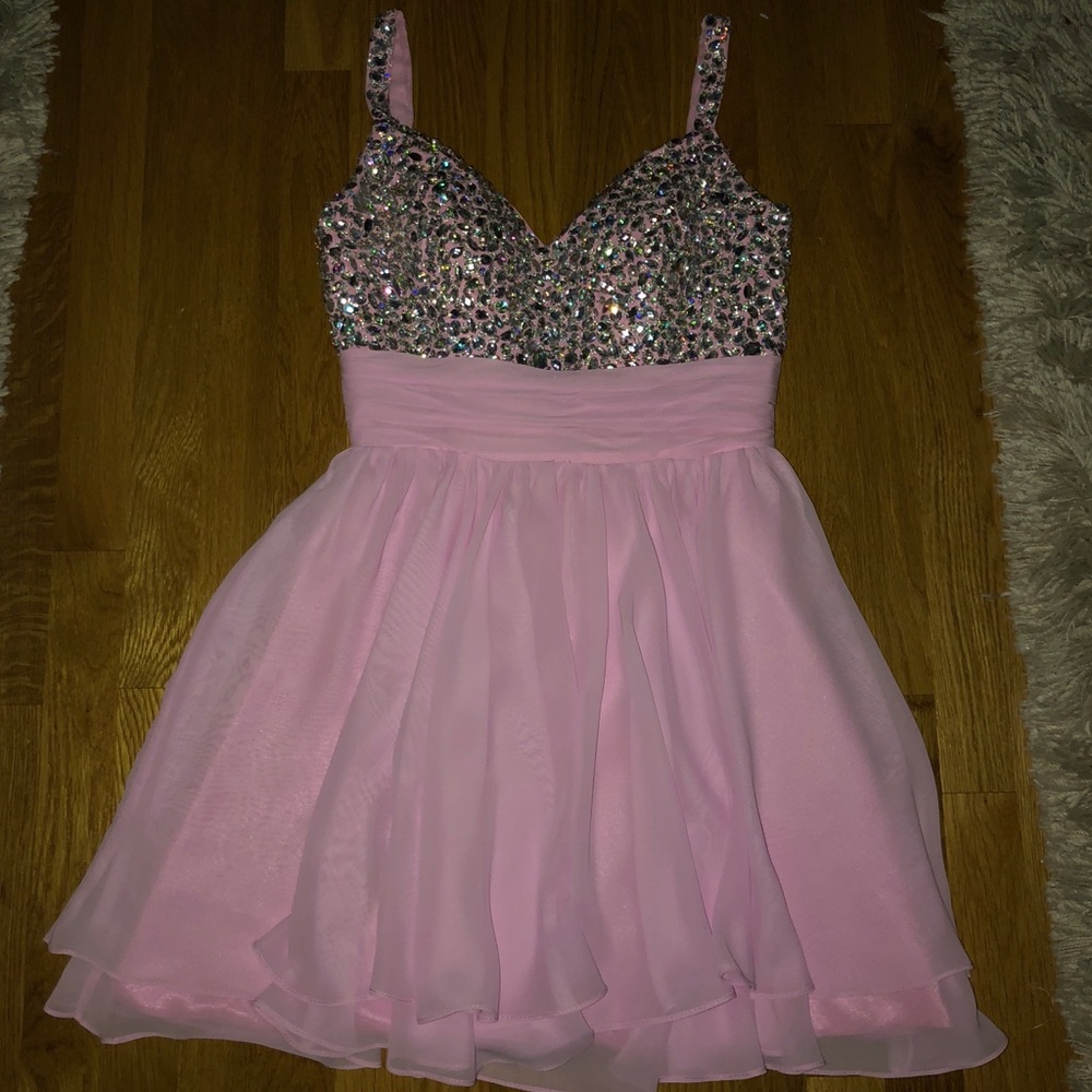 New light pink embellished prom dress